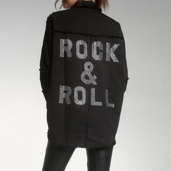 Elan Jackets & Blazers - Elan Dallas Jacket in Black/Silver Rock & Roll Oversize Size S